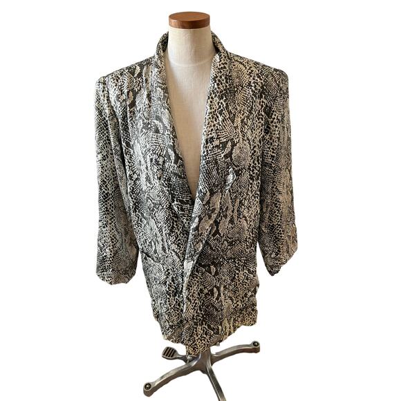 Vintage 90s Jou Jou Oversized Animal Print Blazer - Picture 1 of 8